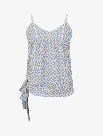 Caraco imprimé fantaisie à nouer - Bleu ciel - 2