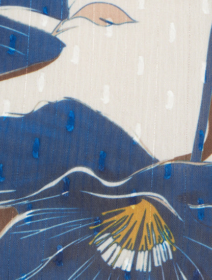 Top boule manches courtes à imprimé floral - Marine - 3