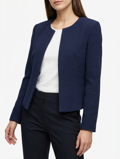 Veste droite épaulettes col rond - Marine