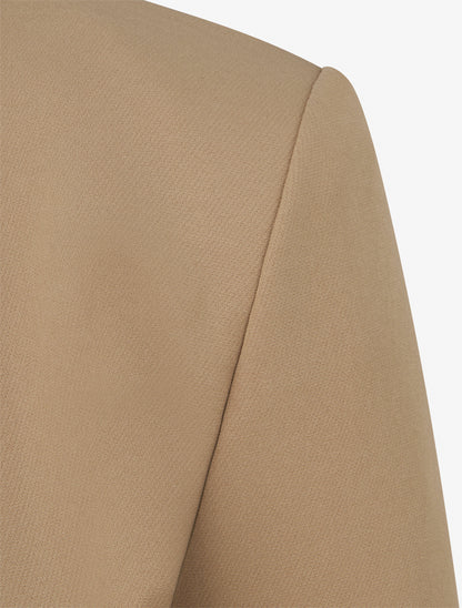 Veste droite à col rond et épaulettes - Camel - 3