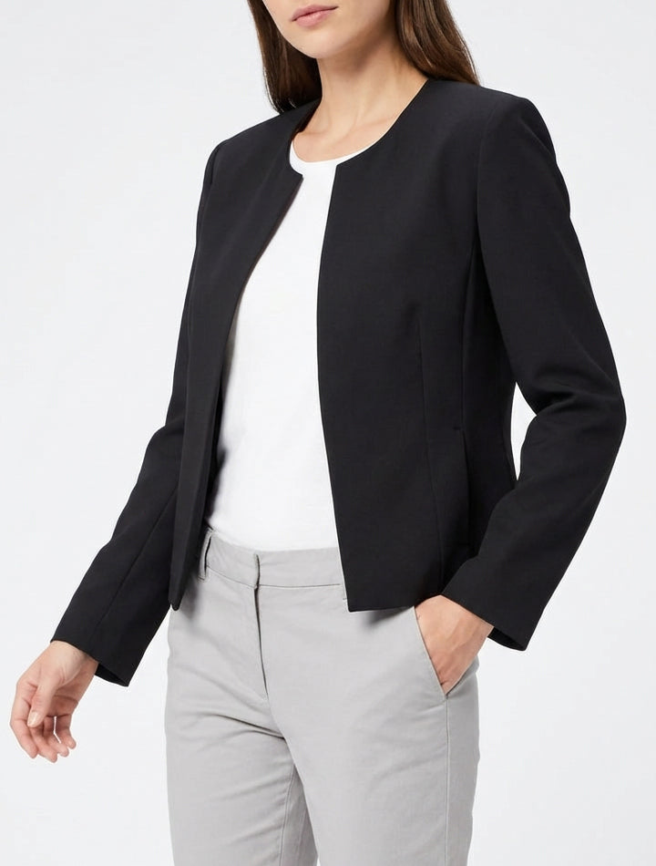 Veste droite à col rond - Noir