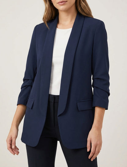 Blazer droit à col droit - Marine