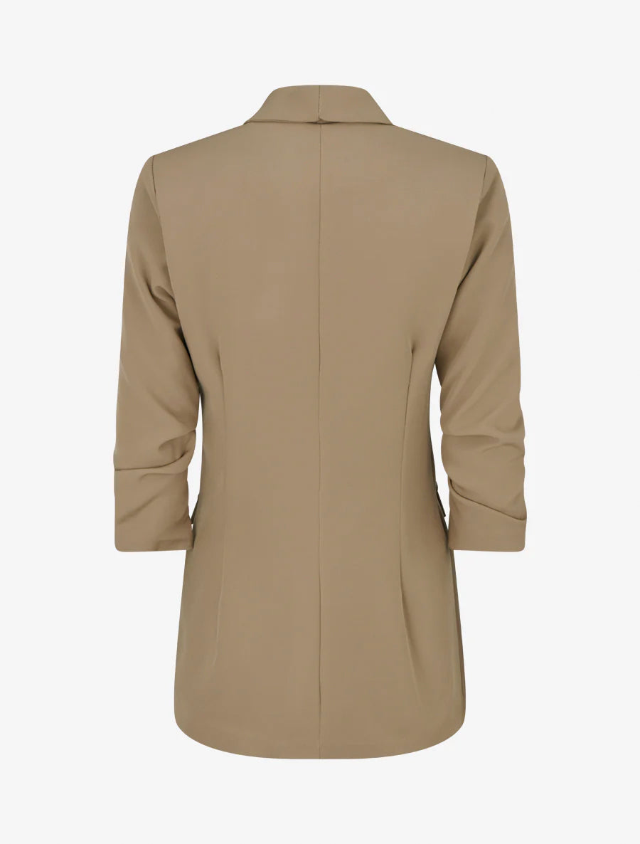 Blazer uni à manches froncées - Taupe