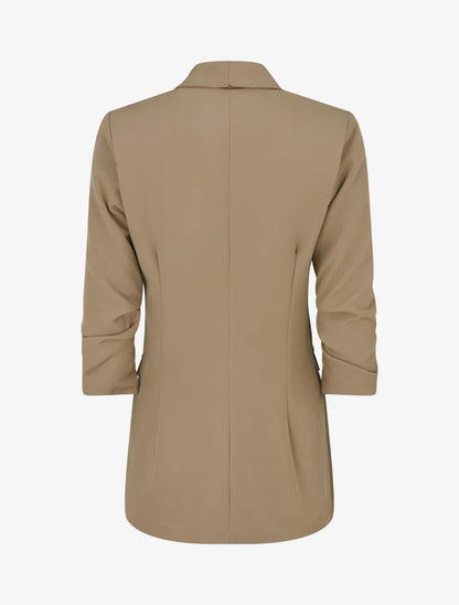 Blazer uni à manches froncées - Taupe