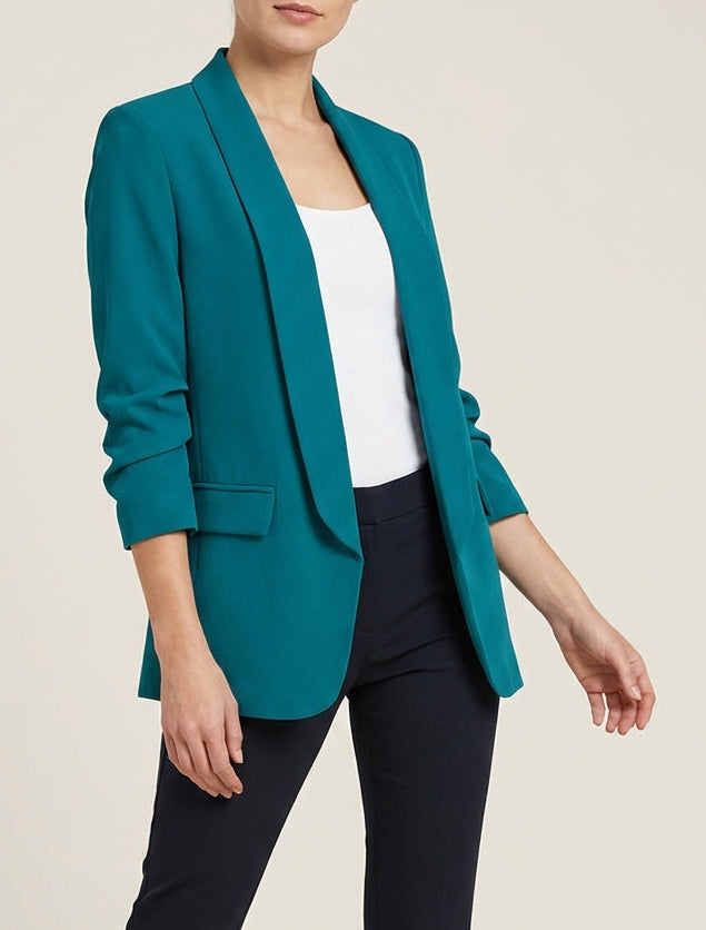 Blazer droit à col droit - Bleu canard