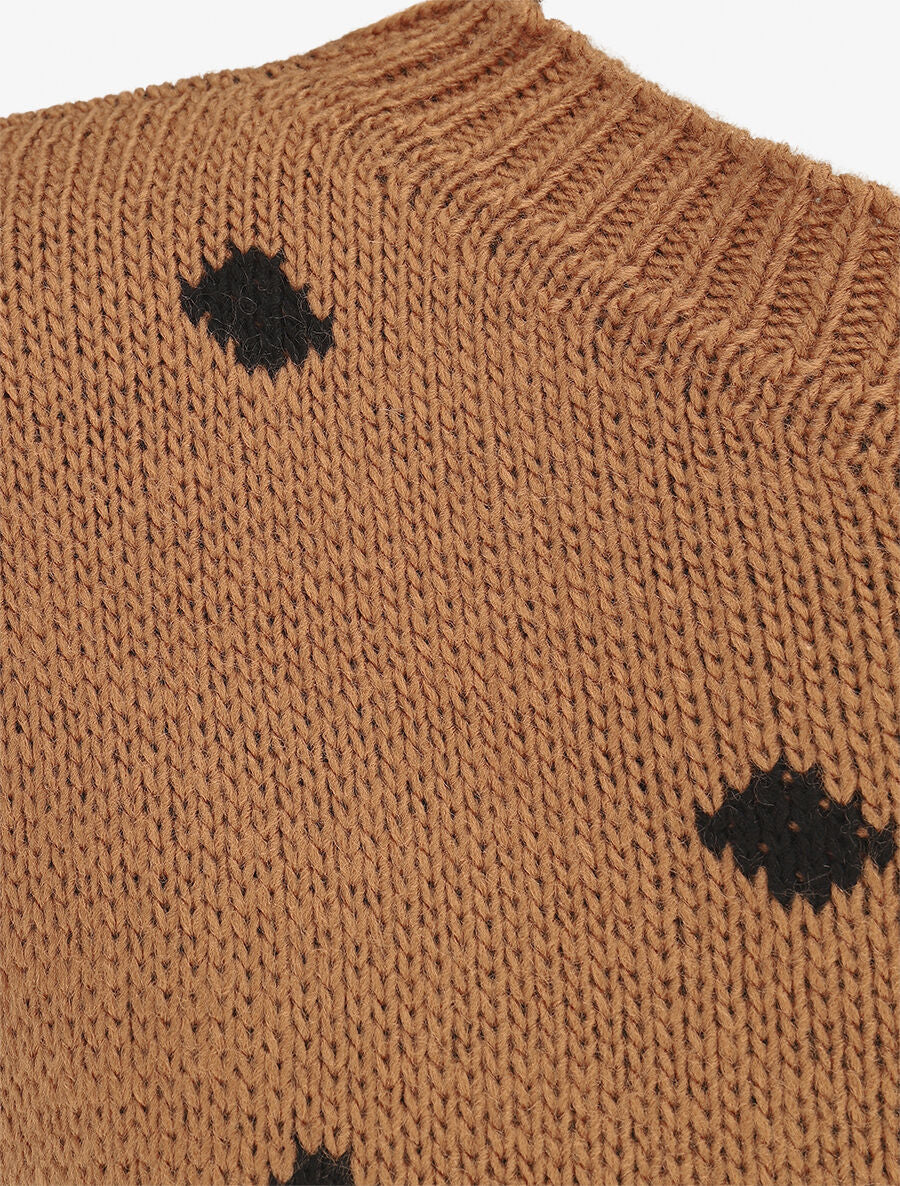 Pull en maille à pois - Camel - 3