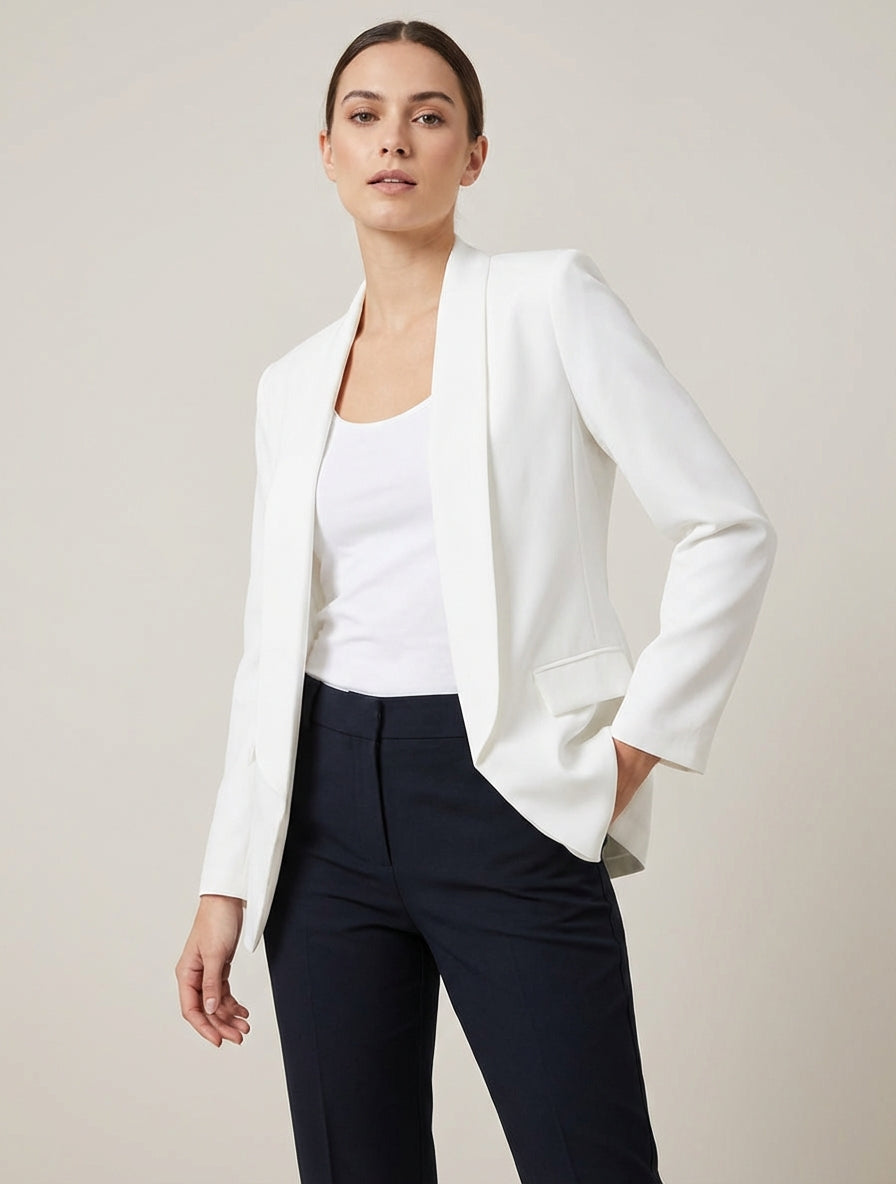 Blazer uni à manches longue - Blanc