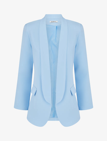 Blazer uni à manches longue - Bleu ciel - 1