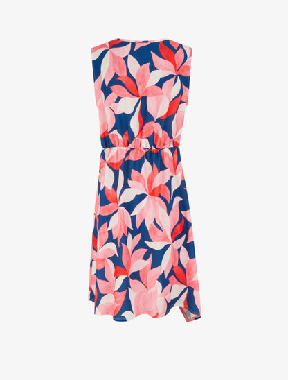 Robe style portefeuille sans manches imprimé feuillages - Rose - 2