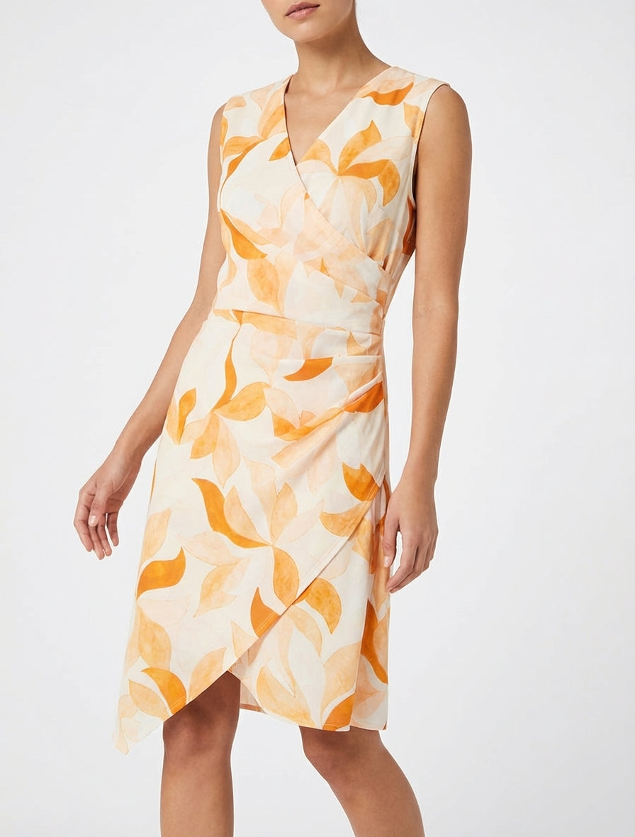 Robe portefeuille cache-cœur imprimé - Orange