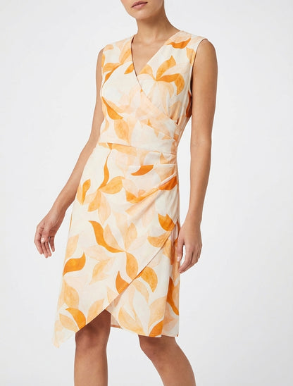 Robe portefeuille cache-cœur imprimé - Orange
