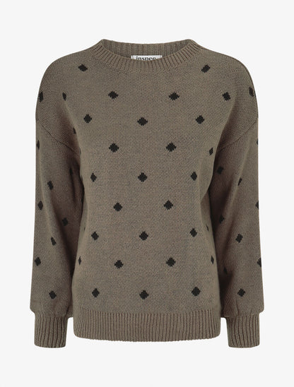 Pull en maille à pois - Gris foncé - 4