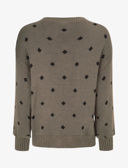 Pull en maille à pois - Gris foncé - 2