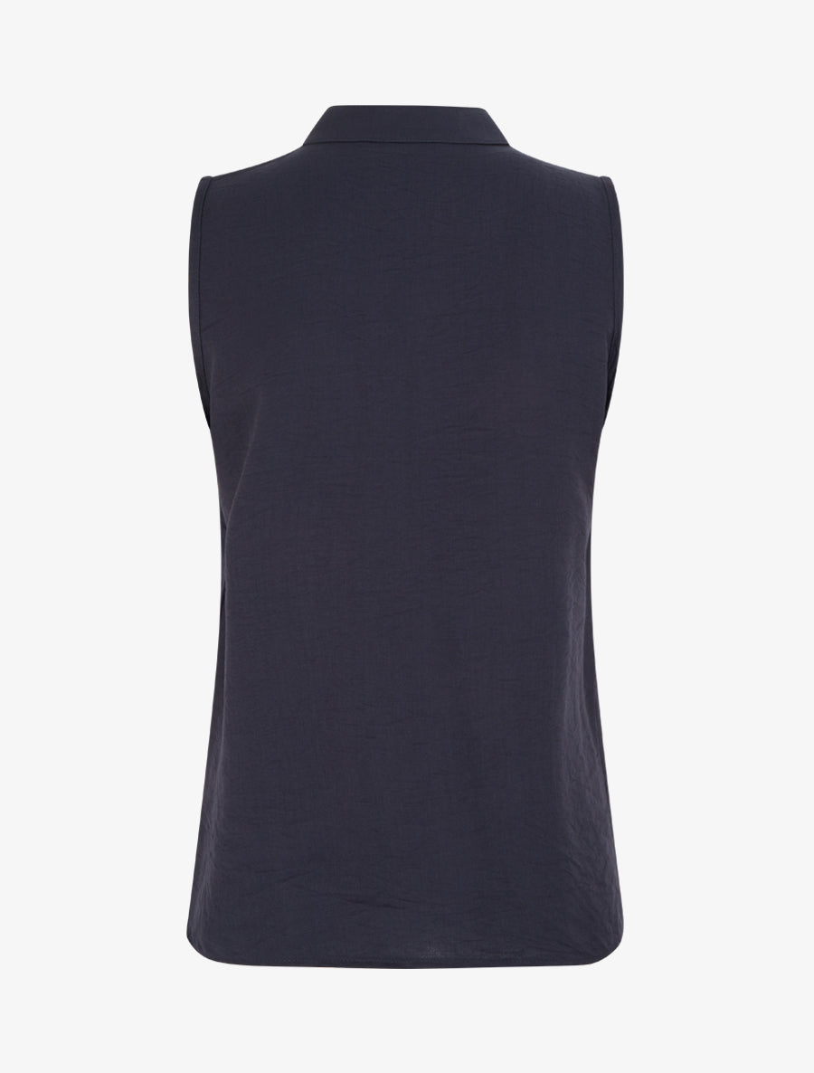 Top droit sans manches à boutons décoratifs - Marine - 2