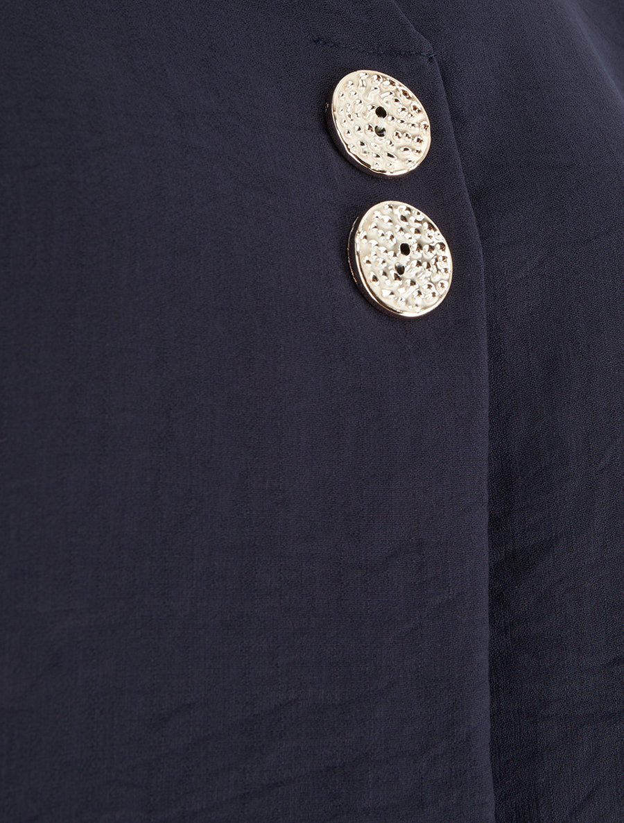 Top droit sans manches à boutons décoratifs - Marine - 3