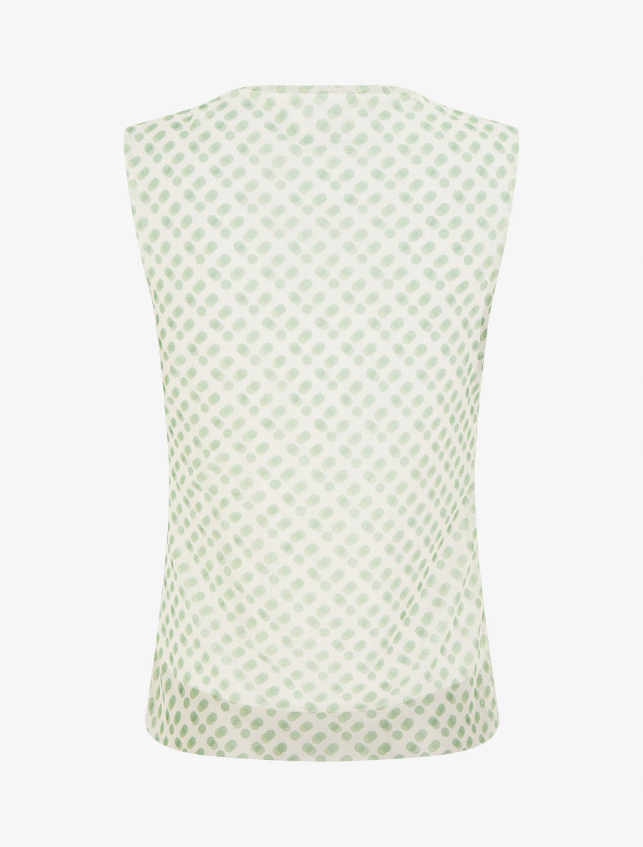 Top sans manches en tulle à pois - Vert - 2