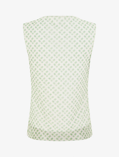 Top sans manches en tulle à pois - Vert - 2