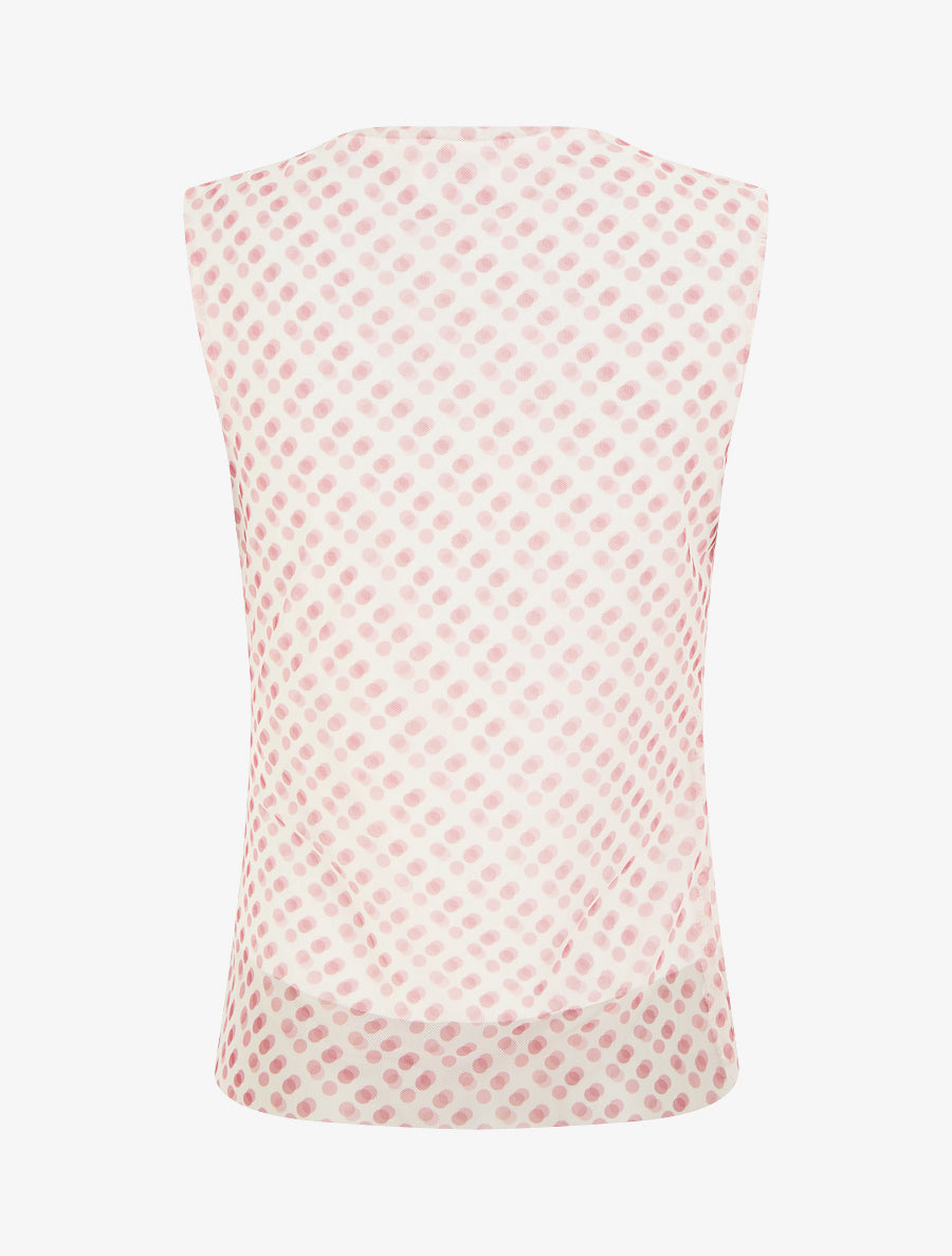 Top sans manches en tulle à pois - Rose - 2