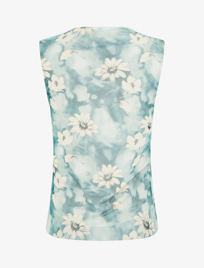 Top sans manches en tulle à fleurs - Vert émeraude - 2