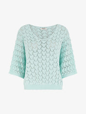 Pull ajouré manches courtes - Bleu clair - 1