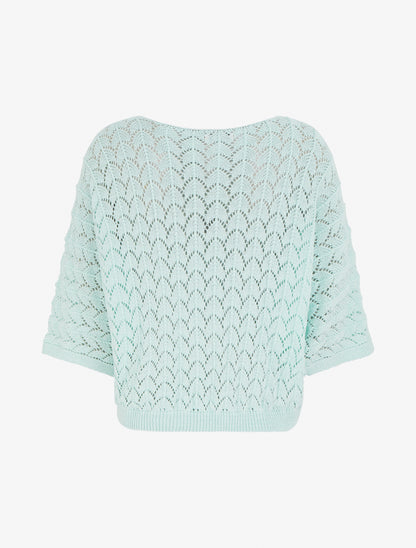 Pull ajouré manches courtes - Bleu clair - 2