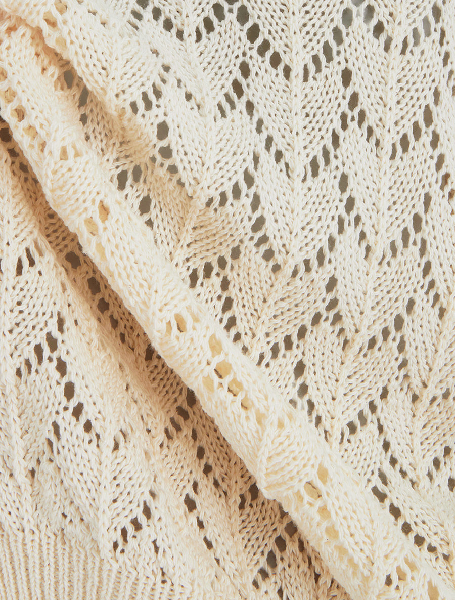 Pull ajouré col V - Beige clair