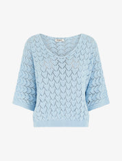 Pull ajouré manches courtes - Bleu ciel - 1