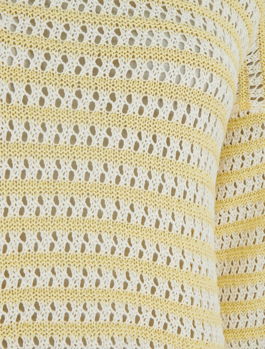 Pull droit à rayures ajourées - Jaune - 3