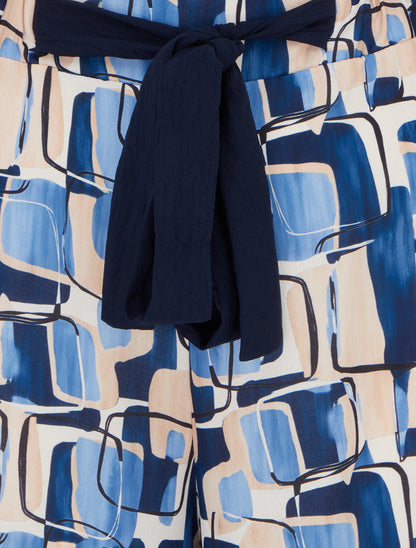 Pantalon ample imprimé graphique - Marine - 3