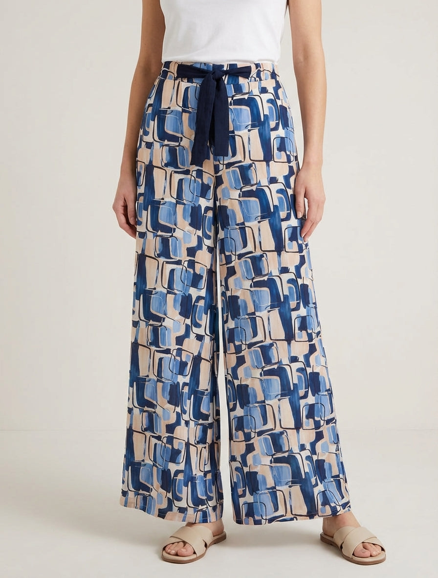 Pantalon fluide taille haute - Marine