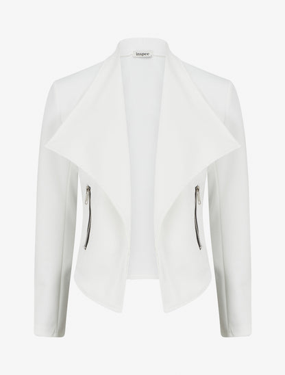 Veste en suédine à poches décoratives zippées - Blanc - 1