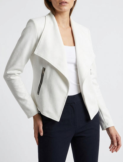 Veste en suédine col châle - Blanc