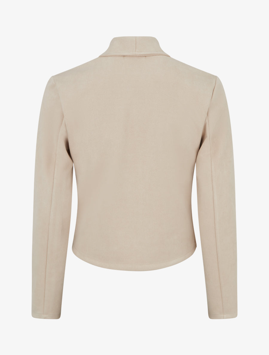 Veste en suédine à poches décoratives zippées - Beige - 2