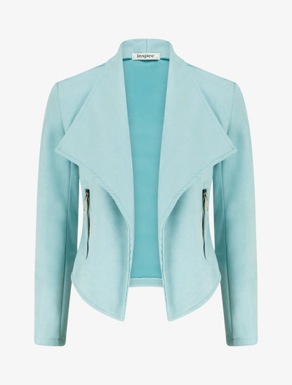 Veste en suédine à poches décoratives zippées - Vert d&