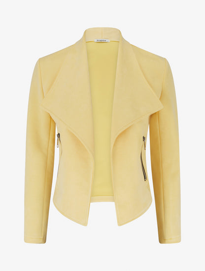 Veste en suédine à poches décoratives zippées - Jaune - 1