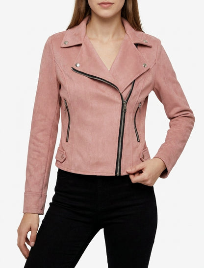 Veste perfecto en suédine - Vieux rose