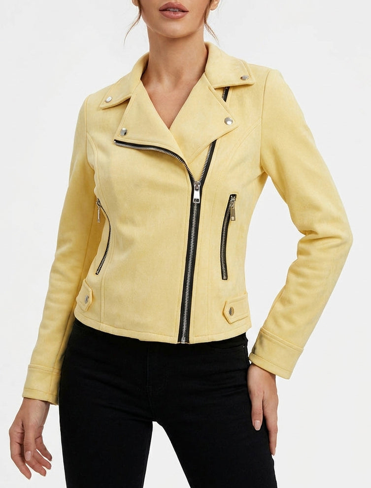 Veste perfecto en suédine zippée - Jaune