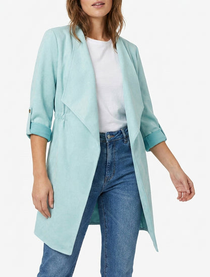 Veste mi-longue col châle - Bleu clair