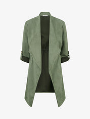 Veste mi-longue en suédine - Kaki - 1