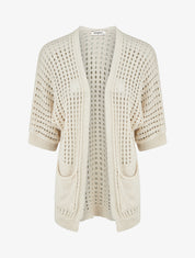 Gilet ouvert ajouré - Beige - 1