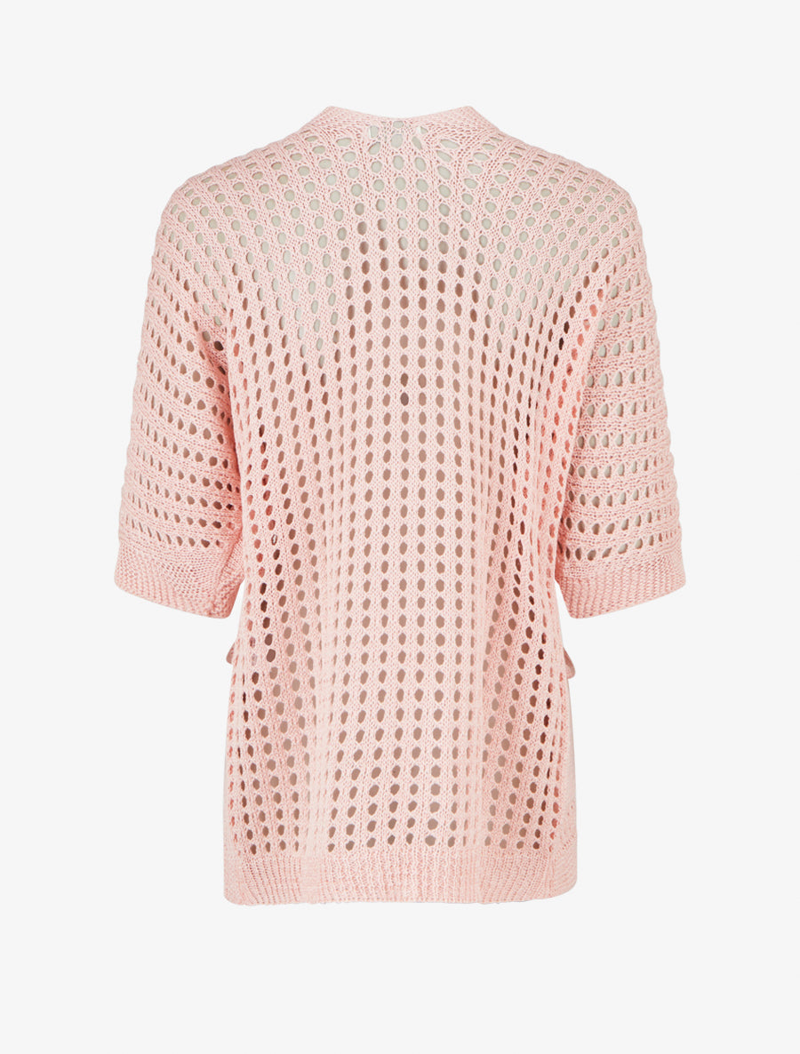 Gilet ouvert ajouré - Rose - 2