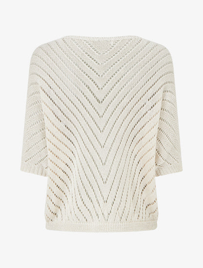Pull en maille ajourée manches 3/4 - Beige