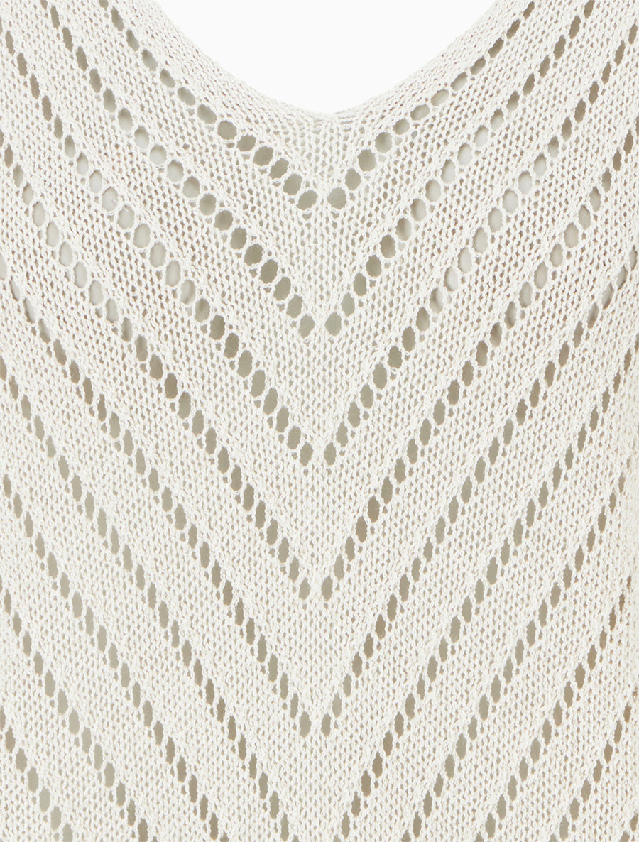 Pull en maille ajourée manches 3/4 - Beige