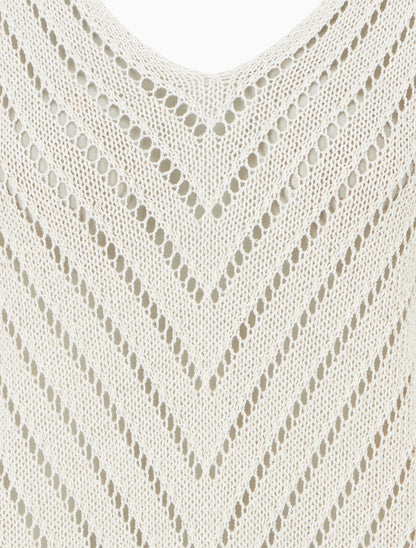 Pull en maille ajourée manches 3/4 - Beige