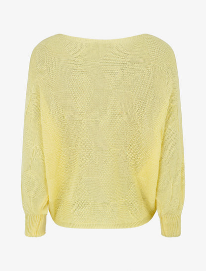 Pull ample à motif losange - Jaune - 2