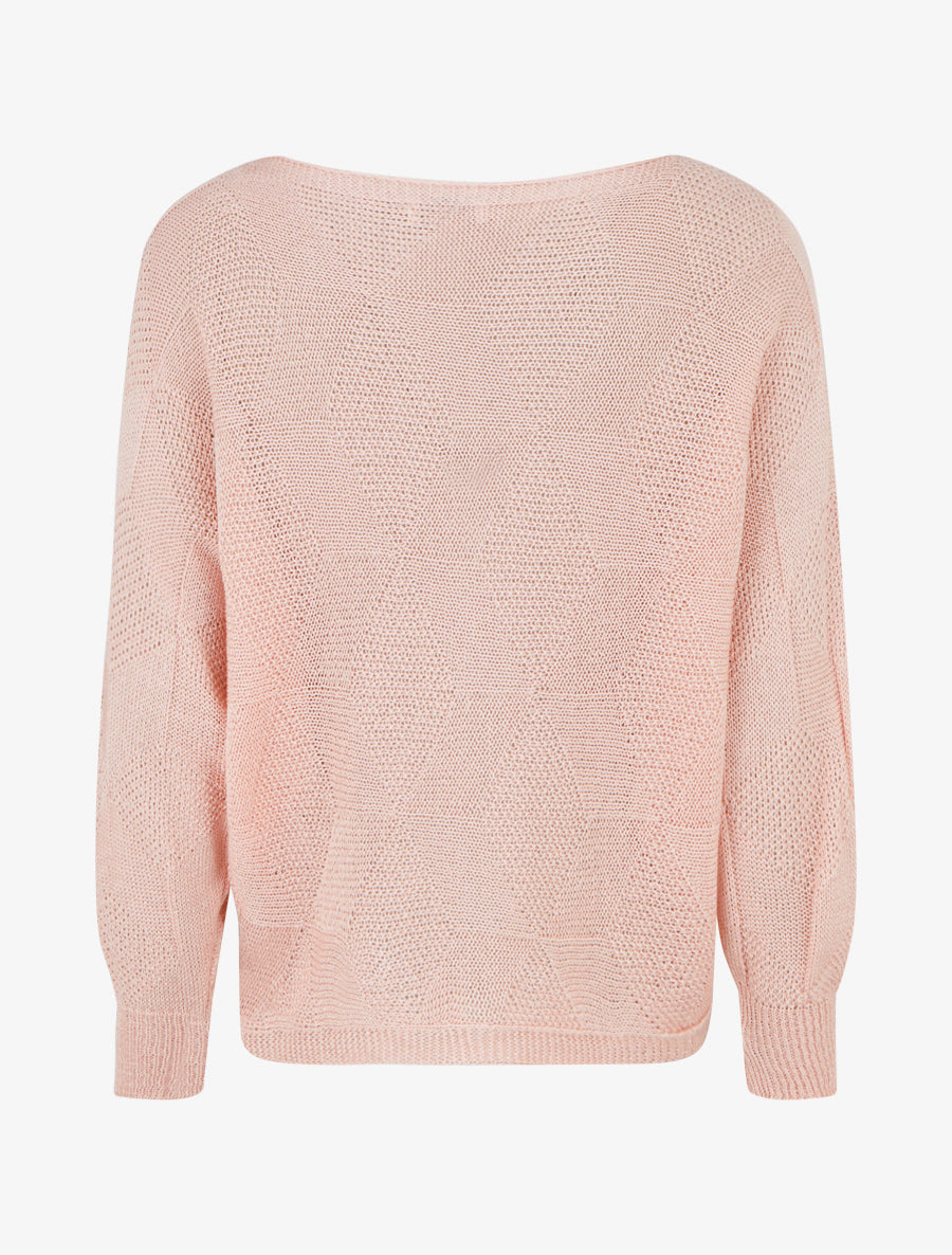 Pull ample à motif losange - Rose - 2