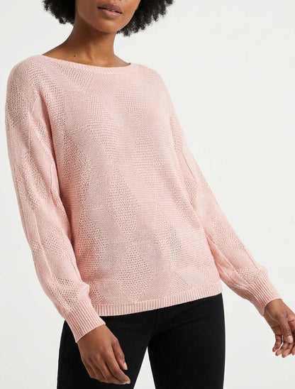 Pull ample col bateau - Rose