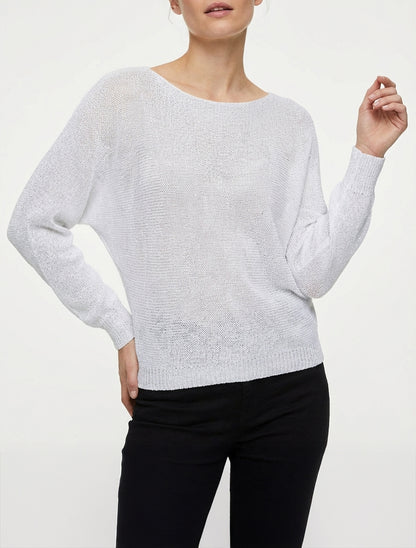 Pull irisé col bateau - Blanc