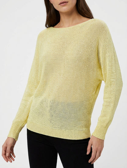 Pull irisé col bateau - Jaune