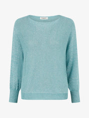 Pull irisé à manches chauve-souris - Turquoise - 1